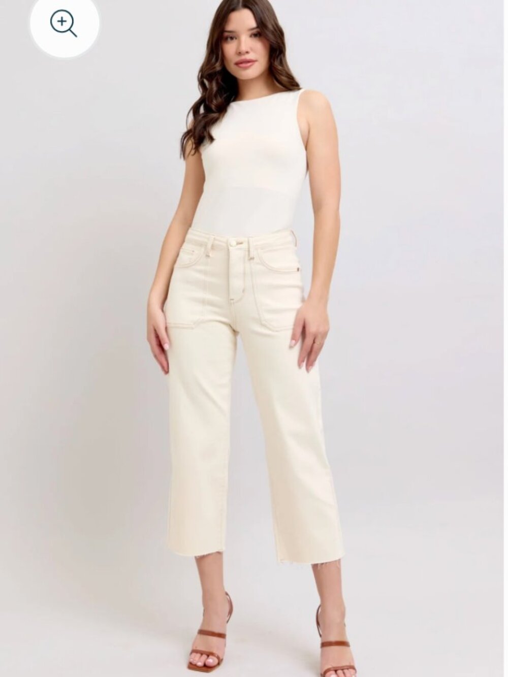JUDY BLUE | Women's | NEW | Cropped Wide Leg Jeans| Ecru | Size 20W